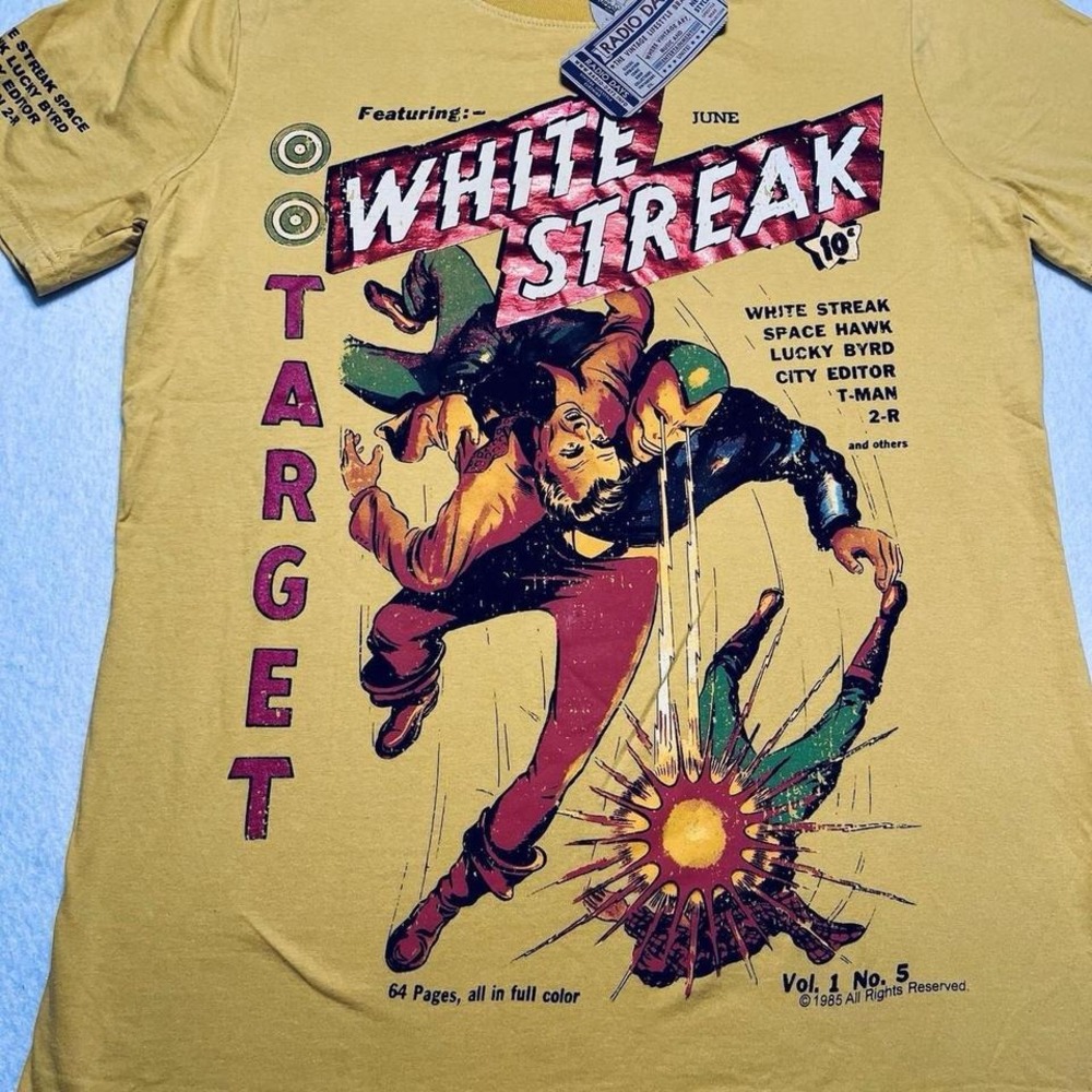 Target Comics‎ White Streak Manowar Radio Days Short Sleeve T Shirt Medium